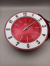 Lux RED and White Electric Wall Clock 1960s Mod Mid Century PARTS NON WORING