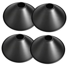 4 Pack Metal Lampshades, Conical Matte Black Pendant Light Cover, Industrial