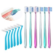 V-Shaped Orthodontic Toothbrush for Braces, with 6 Interdental Brushes, Soft ...