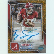 Ty Simpson 2025 Bowman U Chrome #BCA-TS 1st Gold Shimmer Refractor Auto /50 Rams