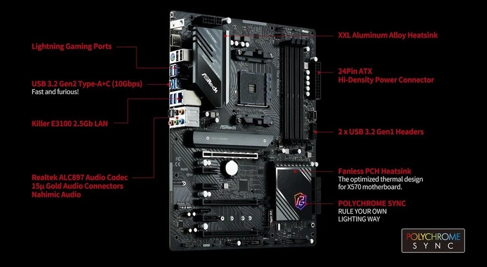 ASRock X570S PG Riptide AM4 AMD ATX Motherboard - Image 4 of 4