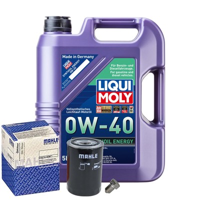 Motoröl 0W40 LIQUI MOLY Synthoil Energy 5L+MAHLE Ölfilter+Ölablassschraube