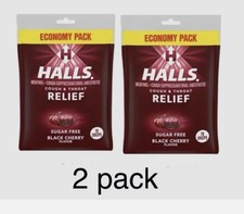 HALLS Relief Sugar Free Black Cherry Flavor Cough Drops, Economy Pack-70ct-2pack