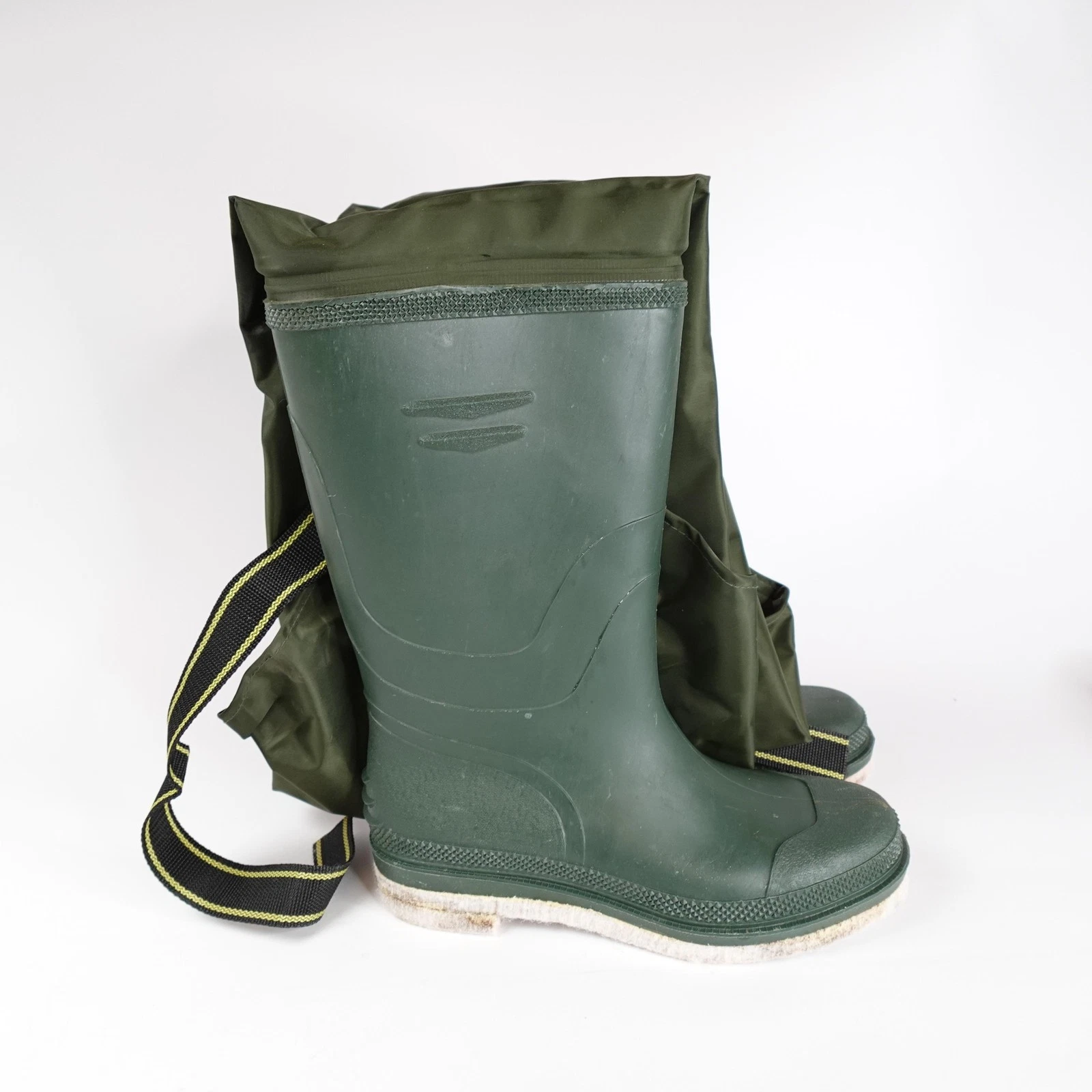 Orvis Green Rubber Waterproof Boots w/ Gaiters Mens 9 Hunting Fishing