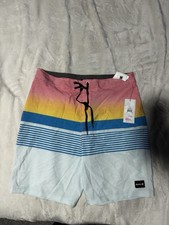 NWT Mens Hurley Blue/Multicolor Striped Size 30 Weekender 20  L Board Shorts 45