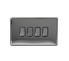 Black Nickel Screwless 10A 4-Gang 2-Way Light Switch - Brand New