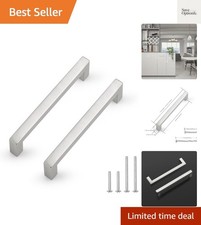 10 Pack Hole Centers 5 inch Brushed Nickel Kitchen Cabinet Handles,Square Cor...