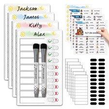 Upgraded Slider Dry Erase Chore Chart for Kids Whiteboard-4 Packs, White