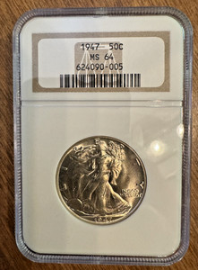1947 50c Walking Liberty Half Dollar - NGC MS 64