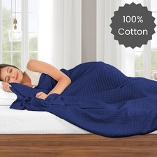 Navy Blue Cotton Clinic Blanket 100 Cotton All Season Cozy Warm Twin Size