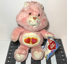 1983 Vintage Love A Lot Bear Care Bear Pink Hearts Plush 13" Kenner Stuffed Bear