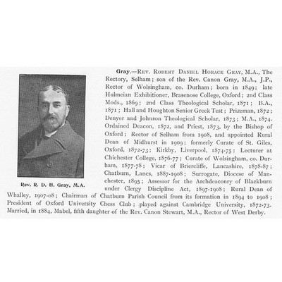 Rev Robert Daniel Horace Gray of Selham Rectory Sussex - antiker Druck 1910