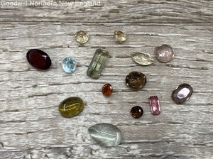 Lot of 14 Small Loose Faceted & Cabochon Stones Tests Garnet Quartz & Tourmaline