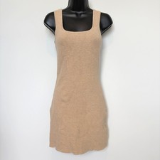 Abercrombie & Fitch Tan Beige Sleeveless Square Neck Knit Mini Sweater Dress S