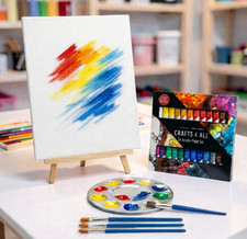 Acrylic Paint Set 24 Colors w/ Easel, Canvas  Brushes  Art Kit