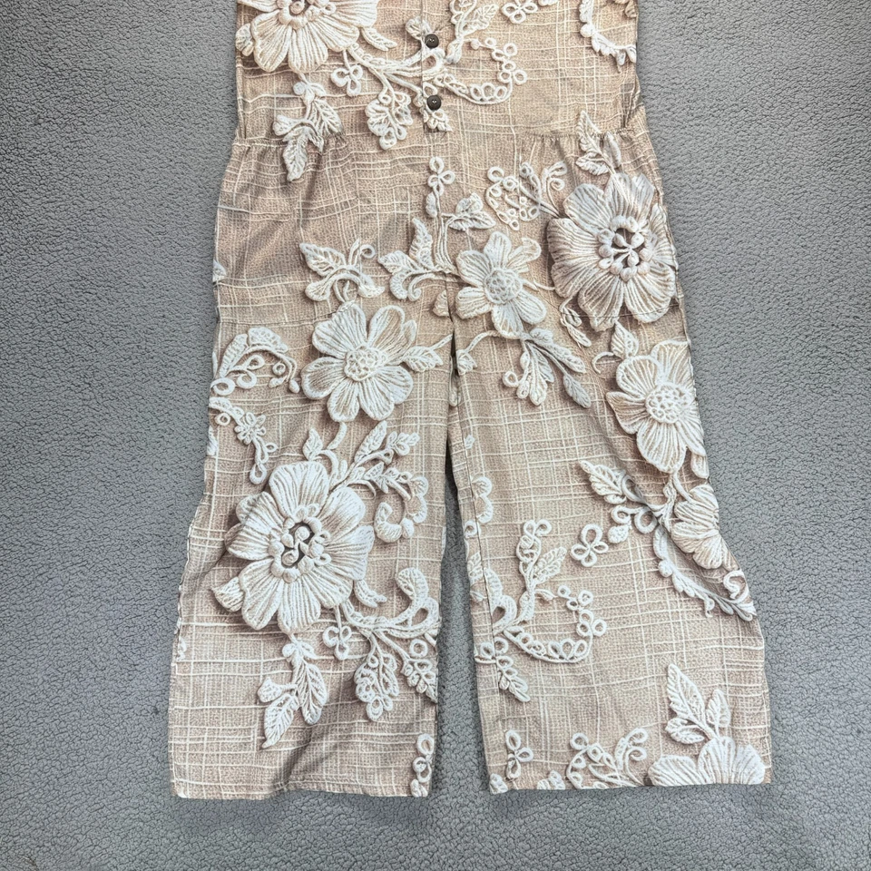 Mono sin mangas boho floral beige blanco para mujer 2XL de pierna recta sin marca Foto 2 de 4