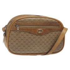 GUCCI Micro GG Supreme Shoulder Bag PVC Beige Gold Auth ti3123