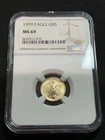 1999 $5 American Gold Eagle 1/10 oz NGC MS69 Gold Coin