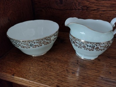 Vintage Adderley Bone China Milchkännchen & offene Zuckerdose