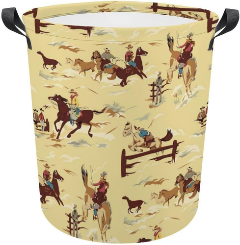 Western Cowboy Horse Baby Laundry Hamper,Laundry Basket,Waterproof Storage Bin f