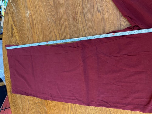 Collectif Trousers UK 10 S High Waisted Wide Leg Retro 1940s Red Viscose Linen - Picture 11 of 12