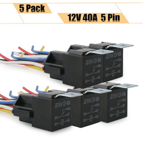 1-5Pack DC 12V 30/40 Amp Car SPDT Automotive Relay 5 Pin With Harness Socket Set - Picture 2 of 35