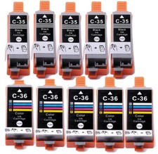 10P Ink Cartridges for PGI-35 CLI-36 Canon Pixma iP100 iP110 TR150 Black  Color