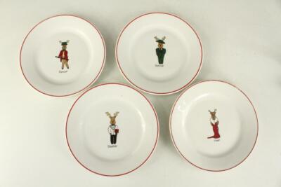 Christmas China Plates RAINBOW MOUNTAIN Reindeer Dancer Dasher Donner Vixen