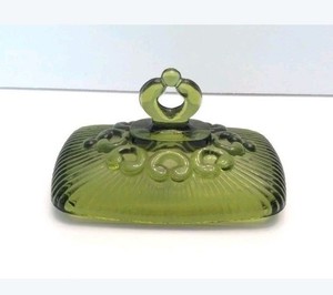Vintage-Indiana-Glass-Green-Open-Lace-Ribbed-Pedestal-Candy-Dish-Replacement-Lid