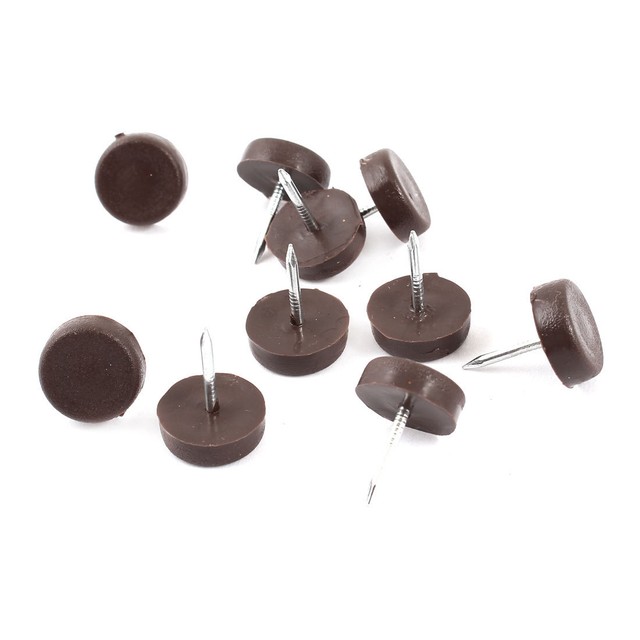 Metal Pin Domed Nails Furniture Slider Glides Upholstery Brown 10PCS