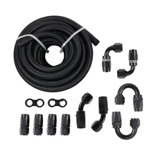 20FT 1/2" 8AN Nylon Braided Fuel Line Kit w/Oil/Gas/Fuel Hose Fittings Adapters