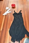 Women Sz M/L Black Retro Flapper Dress  Vintage Hat Gloves Accessory 4 Pieces — photo 10