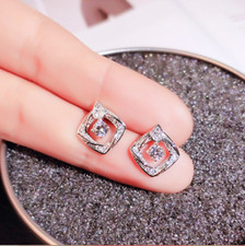 1Ct Lab Created Diamond Flower Stud Earrings Solid 14K White Gold Finish