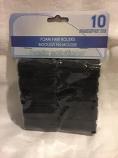 ❤️Foam Hair Rollers 10 Piece Set small 7/8”Diam. Black New Sealed Packaging