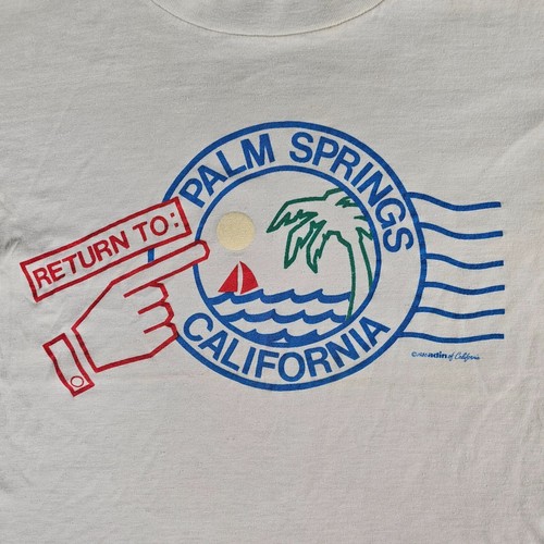 Vintage Lexington Youth Small White Palm Springs California 86 Retro USA T-Shirt - Picture 3 of 16