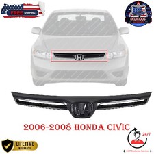 New Grille Assembly For 2006-2008 Honda Civic Coupe Black Ho1200174