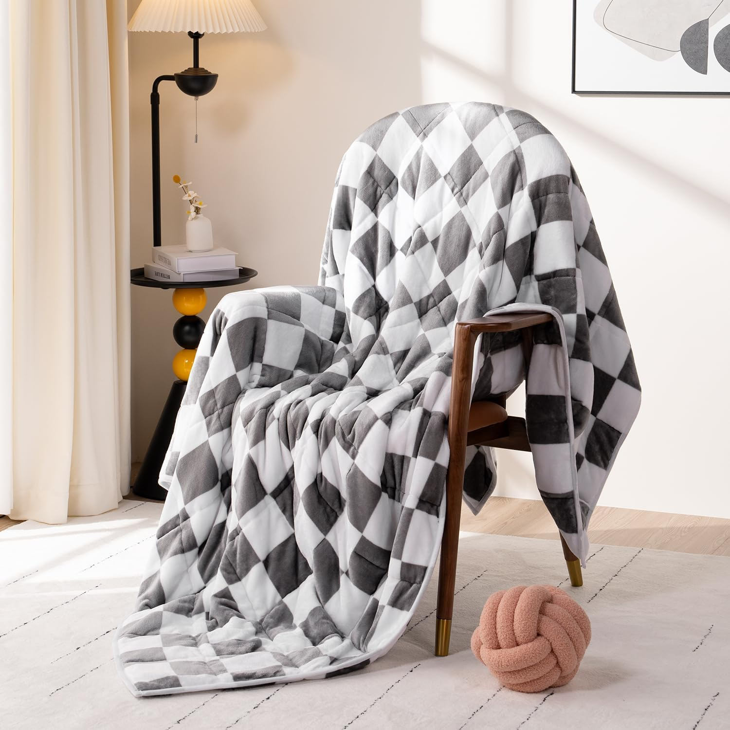 Flannel Fleece Weighted Blanket for Adult Twin Size 12 Lbs, Dual Sided Luxurious
