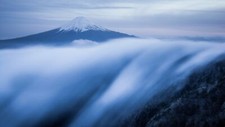 Landscape nature mountains clouds mist japan island Custom Gaming Mat Desk