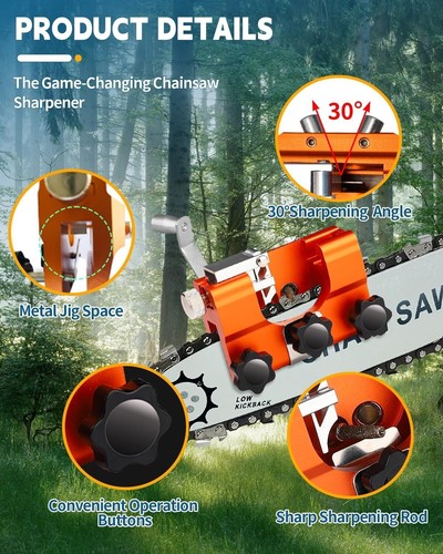 Chainsaw Chain Sharpening Jig Portable Hand Crank Sharpener Tool Set - Picture 6 of 9