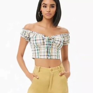 yellow checkered crop top