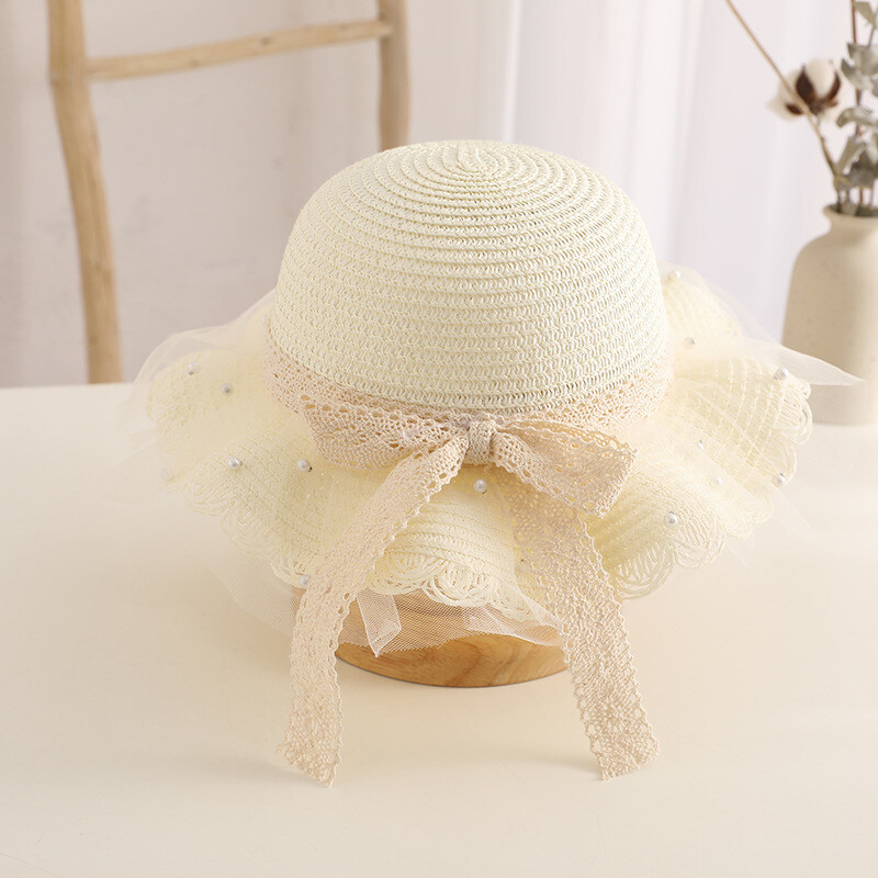 【ほぼ未使用】SÜB suess Straw Hat 親子セット 1PC Parent-Child Lace Straw Hat Beach Women Kid Family Matching