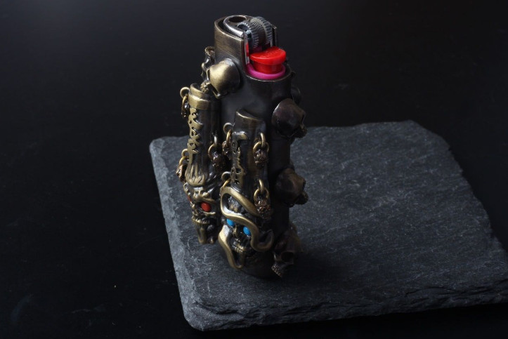 Handmade Retro Lighter Skull Case Cover Fits Bic J3 Lighter Sleeve Cover Gift