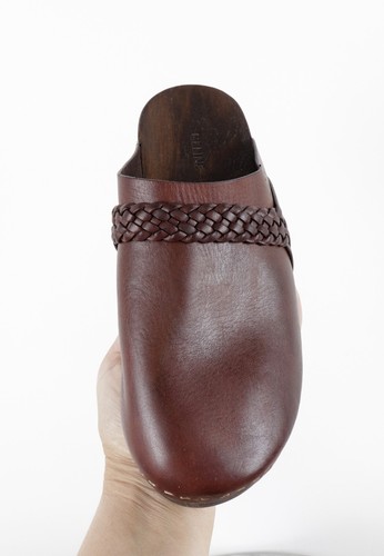CELINE Wood and Leather Brown Clogs Size 38 - Picture 11 of 17