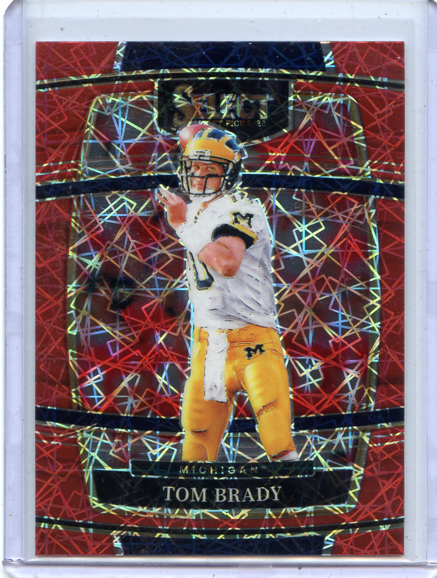 2022 SELECT DRAFT PICKS #32 TOM BRADY "RED LAZER PRIZM", MICHIGAN, BUCS, 010123