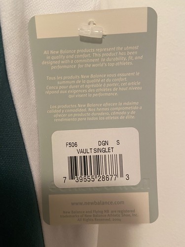 NWT!! WOMEN'S NEW BALANCE VAULT SINGLET - GREEN / WHITE - F506 DGN - Picture 2 of 7