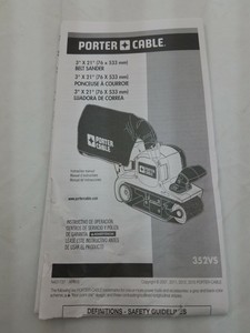 porter cable belt sander 352vs manual