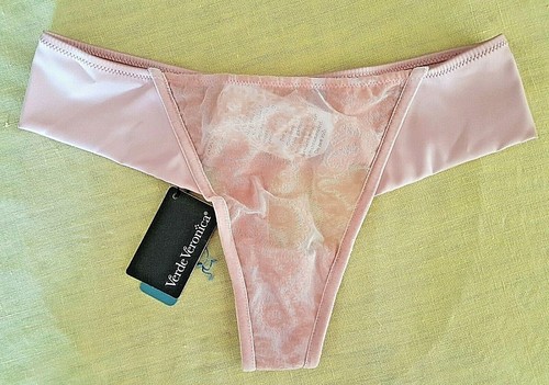 Verde Veronica Pink Velvet Flock Satin Wide Sided Thong - 第 6/12 張圖片