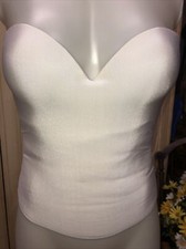 DAVIDS BRIDAL STRAPLESS RN  84270 WHITE  BEIGE LONG LINE BRA SZ. 36B