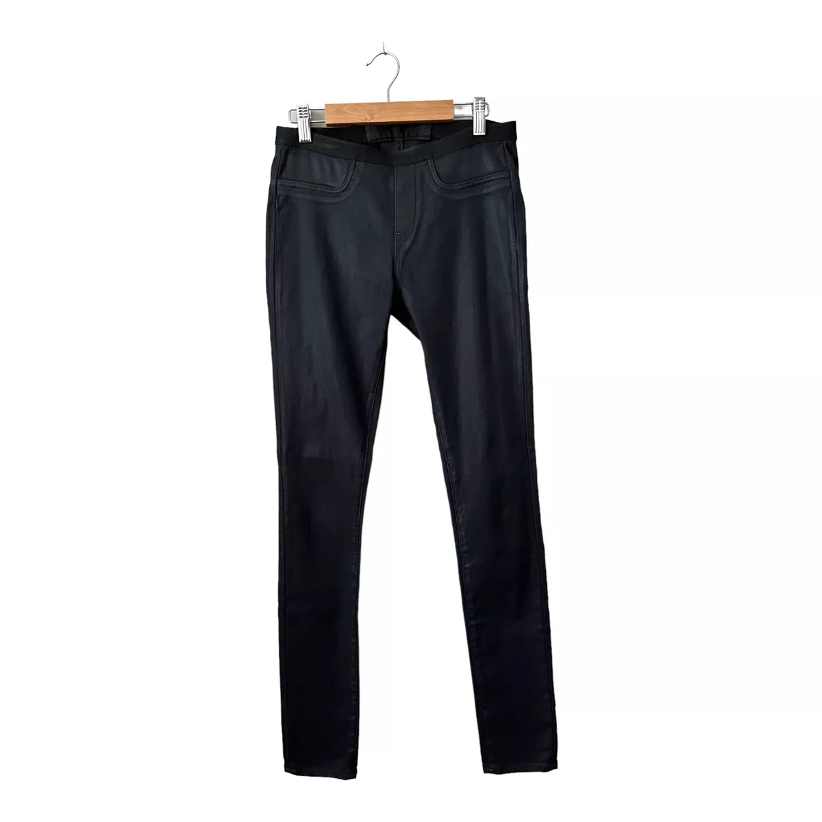 Helmut Lang Waxed Coated Jeans Black Leggings Pants Womens Size 27