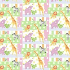 Safari Animals Lion Elephant Baby Patch 100 Cotton Fabric Sold by The Yard